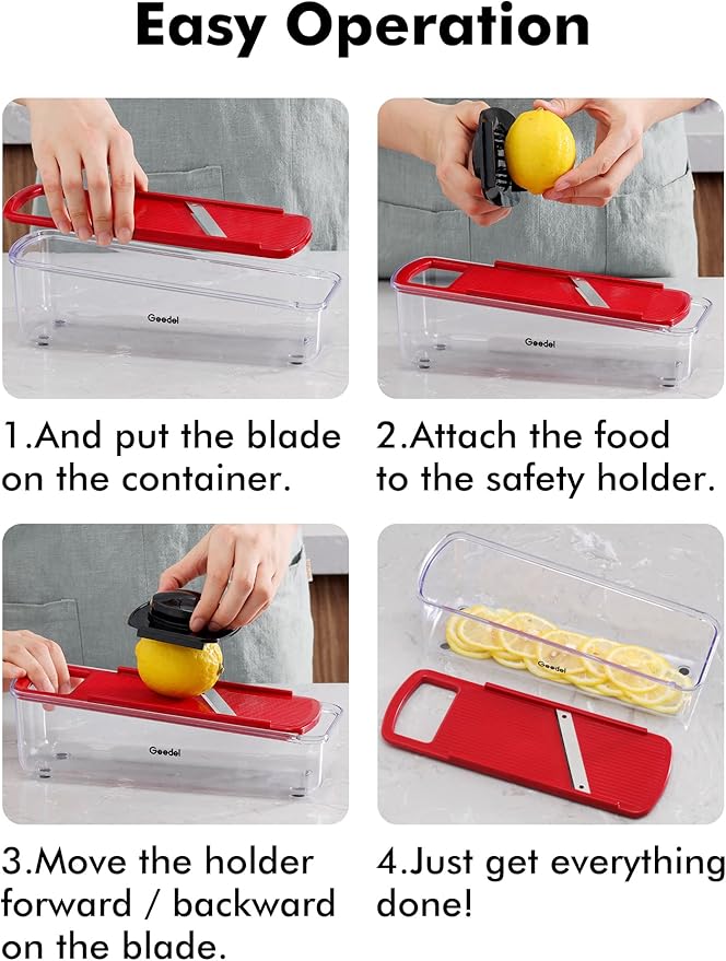 Geedel Professional Mandoline Slicer for Kitchen, Multi Purpose Vegetable Slicer Cutter, Vegetable Cutter Onion Cutter for Veggie Fruit Cheese