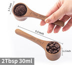 4PCS Wooden Scoops Acacia Wood Scoop For Jars Small Scoop For Coffee Measuring Spoons Wooden Scoops For Containers Daily Powder Salt Bath Soap Scooper(30ml)