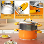 4 QT Steamer for Cooking, Vegetable Steamer Pot, 18/8 Stainless Steel Oranger Pot with Lid and Steaming Basket, Compatible with All Stovetops, Dishwasher Safe