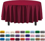 Party Solids 12-Pack Premium Plastic 84-Inch Round Tablecloth, Burgundy