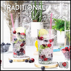 Vikko Drinking Glass, Set of 12 Crystal Style Tall Beverage Glasses, 12.25 Ounce Old Fashioned Highball Glasses, Dishwasher Safe Textured Collins Glass
