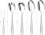 Hammered Serving Utensil Set, 18/10 Stainless Steel Serving Spoons, Salad Servers, Butter Knives, Mirror Finish, Dishwasher Safe, Elegant and Durable (10-Piece Serving Set, Fidenza Hammered)