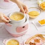 Jiawu Electric Stew Pot, 200W 1L Digital Rice Cooker With Lid, Small Ceramic Cooker Built-in Timer, Makes Soups, Porridges, Grains and Cereals for Individuals (US)