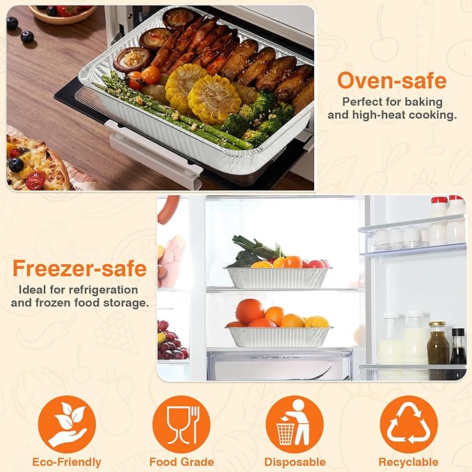 Gladify Aluminum Foil Pans 9x13 Disposable Baking Pans 30 Pack Heavy Duty Half Size Tin Foil Trays for Steam Table, Roasting, Cooking, Heating, Freezing Food