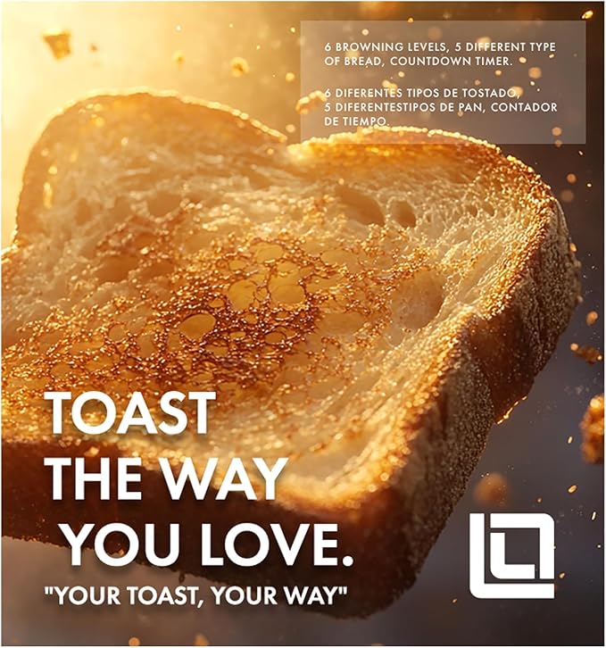 Livwell Matte 2-Slice Smart Touch Toaster with Color Screen Display - Kitchen Gifts - 6 Browning Levels, Timer Countdown, Adjustable Settings for Bagels, Gluten-Free & Multigrain Bread (Matte Black)