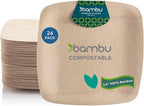 Bambu Pack of 24-3.5 Inch Disoposable Bamboo Square Tasting Plates, Biodegradable Eco Friendly Products, Bamboo Disposable Plates for Events, Compostable