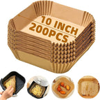 Air Fryer Liners Disposable,200PCS Victoyaw 10 Inch Square Air Fryer Parchment Paper Liners for 8-12QT Air fryer,Easy to Clean Non-Stick Waterproof Airfryer Paper Liner