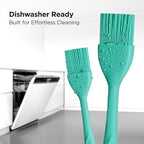 Kitchen Mama WaltzGrip Platinum Silicone Basting Pastry Brush: Set of 2 Heat-Resistant Brushes Utensils for Cooking, Baking, Grilling, Barbecue, and Spreading Oil, Butter, Egg - Dishwasher-Safe (Teal)