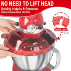 Pouring Shield for KitchenAid Tilt Head 4.5-5 QT (for Stainless Steel Bowls Only), for Kitchen aid Accessories and Attachments, Fully Enclosed Foldable Lid Mixer Bowl Cover, Not For Bowl Lift (Red)