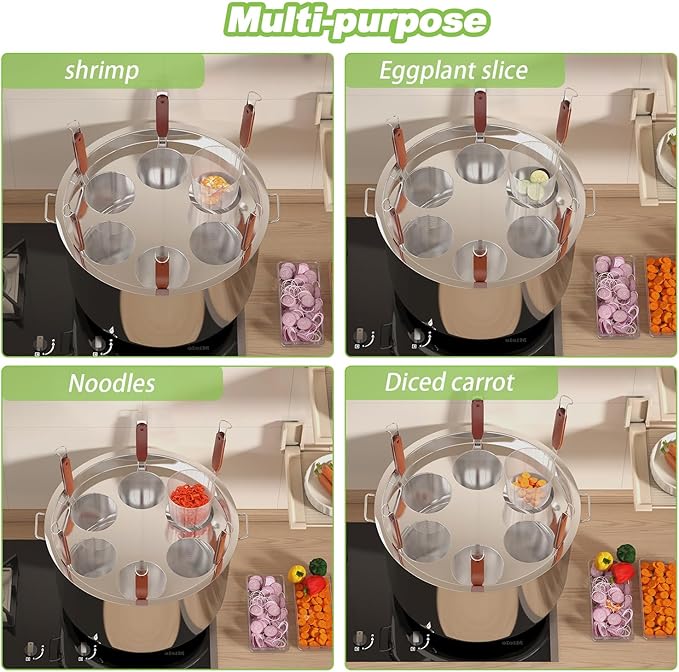 Large Pasta Cooker with Strainer,53.22 Qt. Commercial Pasta Pot,Stainless Steel Pasta Cooker Insert Set with Strainer Basket,Multipots Cooking Tool for Commercial Restaurant,6 Holes