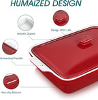 vancasso Blossom Casserole Dish, 13x9 Baking Dish, 3.8 Quart Casserole Dish Set Lasagna Pan Deep With Lid Oven Safe, Red