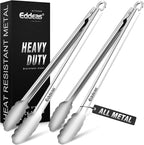 Grill Tongs, 600 Degrees Heat Resistant 17 Inch Extra Long BBQ Tongs, All Metal Kitchen tongs, Heavy Duty Stainless Steel Locking Tongs for Cooking, Grilling, Barbecue/BBQ, Buffet, 2 Pack