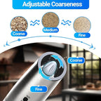 Rechargeable Gravity Electric Salt and Pepper Grinder Set with LED Light, Type-C Fast Charging, Adjustable Coarseness, Large Capacity Grinder for Kitchen & Outdoor, (2 Pack-Stainless Steel)