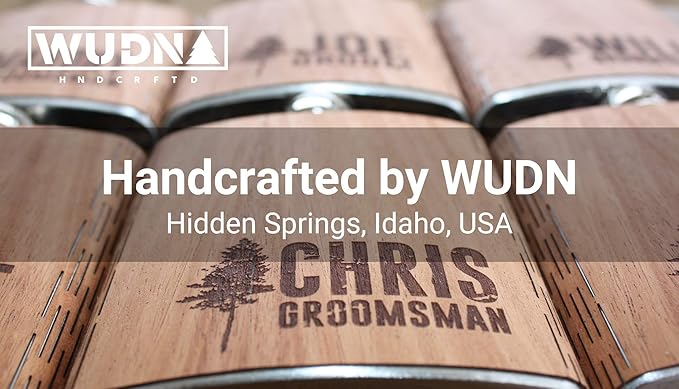 WUDN 6 oz. Wooden Hip Flask - Stainless Steel Body, Real Shimmering Maple