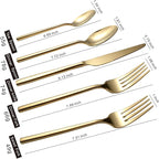 Gold Silverware Set, 20-Piece Flatware Cutlery Set Service for 4, Heavy Duty Titanium Coating Modern Design, 18/0 Stainless Steel Utensils, Dishwasher Safe