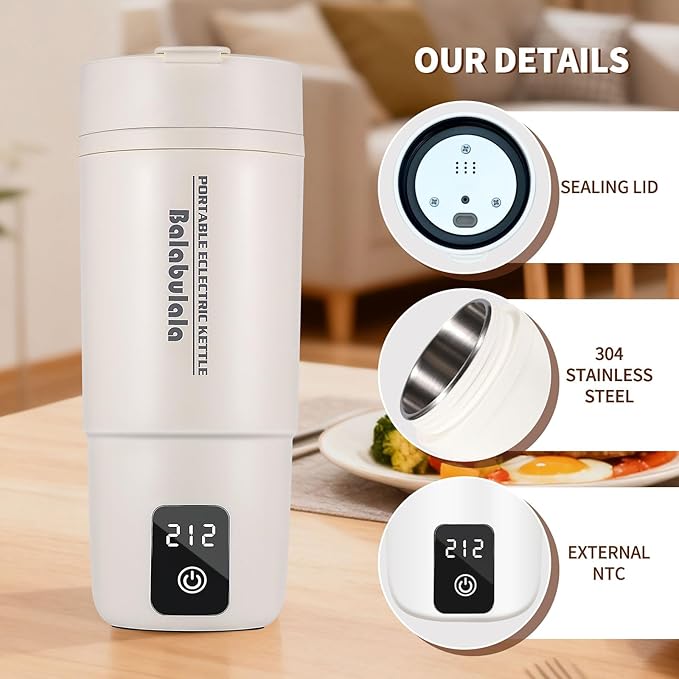 Travel Electric Kettle, Balabulala Portable Water Boiler with 6 Variable Presets,Small Electric Kettle with Keep Warm Temperature Controls & Boil Dry Protection, 17oz