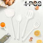 P&P CHEF Kitchen Utensil Set, 4 Pieces Non-stick Silicone Cooking Utensils, Heat-resistant Slotted Solid Spoon Turner for Frying, Mixing, Serving, Non-toxic & Easy to Clean, White