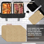 WMKGG Rectangular Air Fryer Parchment Paper, 200 PCS Disposable Perforated Air Fryer Liners with 2 Grilling Mat for Ninja DZ201 Foodi 6-in-1 8-qt. 2-Basket