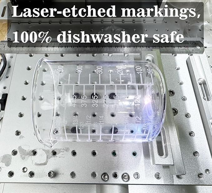 Ackers Etching Scale Glass Measuring Cup Set, Includes 1/2-Cup, 1-Cup, and 2-Cup Liquid Measuring Cups, Dishwasher, Freezer, Microwave, and Preheated Oven Safe, Essential Kitchen Tools