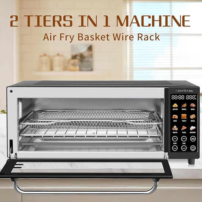SEEDEEM 9-in-1 Air Fryer Oven, 16-Quart Countertop Convection Oven with Toaster, Broil, Pizza, Toaster Oven & Dehydrator, Large Capacity Kitchen Appliance in Pink, Silver, Black