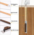 Yofuly 9 Inch Pizza Turning Peel with Oven Brush & Stone Scraper, Perforated Turner Tools Kit for Homemade Baking Pizza, 2PCS Outdoor Pizza Oven Accessories