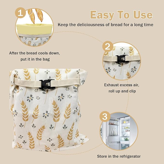 2-Pack Reusable Beeswax Bread Bags for Homemade Bread & Sourdough, Eco-Friendly Organic Food Storage Cloth Bag, Freezer-Safe & Freshness Preservation Longer, XL Large Capacity Portable (13’’x17’’)