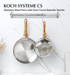 KOCH SYSTEME CS Stainless Steel Frying Pan Set, 18/10 Stainless Steel Pans Set with Heat-resistant Handle, Triply Base Induction Cooking Pans Set, Fast & Even Heat, Dishwasher Safe, 8" & 10"