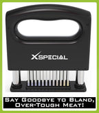 Mini-Deluxe Meat Tenderizer Tool 48 Blade Stainless Steel, Kitchen Cooking Gadgets Tools with Ultra Sharp Needle That Makes Steak & Chicken Tender - No More Hammer, Meat Pounder Or Mallet