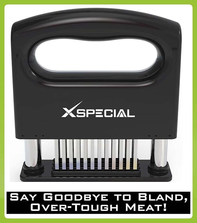 Mini-Deluxe Meat Tenderizer Tool 48 Blade Stainless Steel, Kitchen Cooking Gadgets Tools with Ultra Sharp Needle That Makes Steak & Chicken Tender - No More Hammer, Meat Pounder Or Mallet