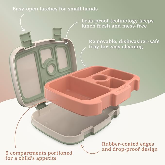 Bentgo Kids 5-Compartment Leak-Proof Bento-Style Lunch Box (Whimsy & Wonder Collection) - Ideal for Ages 3-7, Drop-Proof & Durable, Dishwasher Safe, & PFAS & BPA-Free Materials (Geo Speckle)