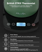 Harriet Gooseneck Electric Kettle - 1200W Fast Heat, 0.8L Stainless Steel, Precision Temp Control & Timer, Wood Handle, Pour Over Coffee and Tea, Green