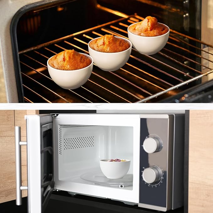 NUTRIUPS 10oz Ice Cream Bowl, 4.3in Small Ceramic Bowls for Dessert Snack Rice Side Dishes, White Dip Bowl, Set of 8