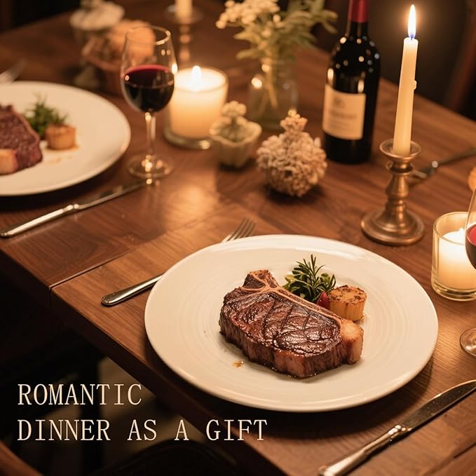 Yachi Ceramic 10 1/4 Inch White Dinner Plates Set of 4 Microwave Oven Dishwasher Safe Dish Porcelain Serving Plates for Kitchen Restaurant Stoneware Dishes for Party Beef Steak, Pasta Plate 10.25 in