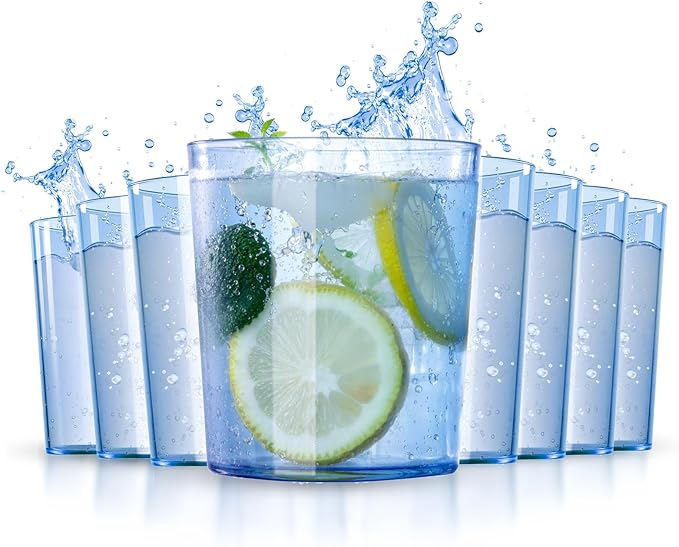 Liacere Plastic Drinking Glasses (Set of 12) 14 oz Blue Reusable Plastic Glasses Colors，Kitchen Water Glasses Cup, Bar Tumbler Glassware Set for Beer, Juice, Cocktail, Whiskey, Milk