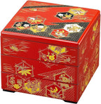 TIKUSAN Lacquer Bento Box Container Japanese Traditional 3 Tiers Stack Box Jubako Osechi Made in Japan (Red)