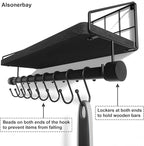 Alsonerbay Floating Shelves Wall Shelves for Bedroom, Bathroom Shelves Wall Mounted with Towel Bar, Kitchen Rustic Wood Shelf with Hooks for Hanging Cooking Utensils or Mugs