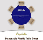 Exquisite Party Solids 12-Pack Premium Plastic Tablecloth 84in. Round Table Cover - Navy Blue