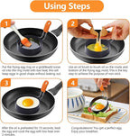 6 Pcs Professional Egg Ring Set, Non-stick Griddle Omelette Ring, Pancake Molds with Oil Brush,Stainless Fried Egg Molds with Orange Anti-scald Silicone Handle