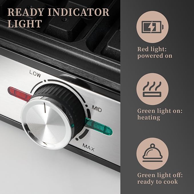 Waffles Maker Waffle Iron, 4 Belgian Square Waffle Maker, Belgian Waffle Maker Thick with Non-stick Plate, Breakfast Waffle Machine Make Waffle in Minutes, 3 Browning Level, 1200W