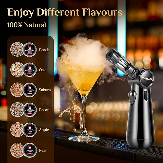 20PCS Whiskey Smoker Kit with Angle-Adjustable Metal Torch (No Butane) – 6 Flavors Natural Wood Chips, Anti-Burn Old Fashioned Cocktail Smoker Infuser Kit – Birthday Bourbon Gift for Men, Dad, Husband