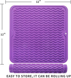 Silicone Dish Drying Mat for Multiple Usage,Easy clean,Eco-friendly,Heat-resistant Silicone Mat for Kitchen Counter or Sink,Refrigerator or Drawer liner Purple M 12 inches x 12 inches
