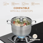 Ohtomber Stainless Steel Stock Pot - 12 Quart Large Cooking Pot with Lid for Pasta, Soup, Spaghetti, Nonstick Thick Base Deep Stockpot, Kitchen Cookware for Stew, Simmer, Boiling, Canning