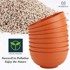 Homienly 60 OZ Large Salad Bowls,Wheat Straw Bowls Set of 8,Large Serving Bowl for Wedding Parties, Microwave and Dishwasher Safe Bowl for Salad,Soup,Big Bowls for Kitchen-Orange