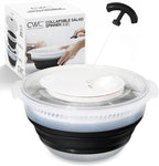 COOK WITH COLOR Collapsible Salad Spinner - 4 QT Space Saving Lettuce Dryer with Folding Collapsible Colander Great for Washing and Drying Fruit and Vegetables (Black)