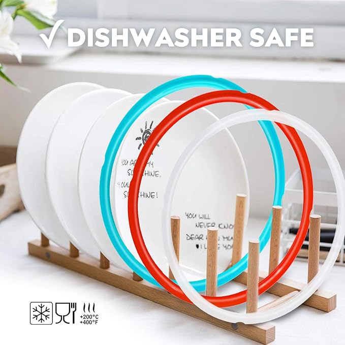 Silicone Sealing Ring, 3Pack,Sky Blue & Cherry Red & Transparent White, Fit for Instant Pot 5/6 Quart Models, (Duo ,Lux ,Duo Plus ,Ultra , Viva )Fit for 5qt / 6qt, Dishwasher Safe.