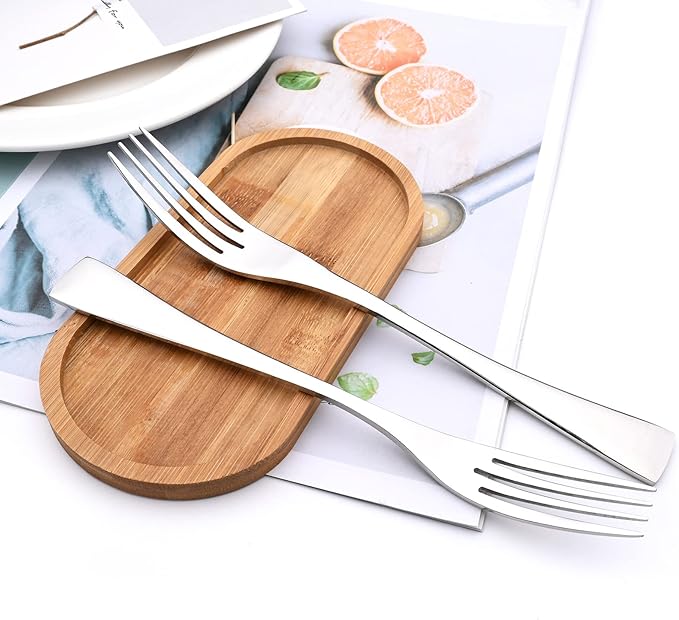 Silver Tableware 20Pcs Mirror Polished 18/10 Stainless Steel Luxury Flatware - Heavy Cutlery Set Service For 4 Include Knives/Forks/Spoons/Salad Fork/Teaspoon, Dishwasher Safe