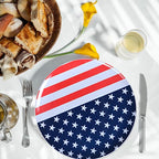 White Melamine Dinner Plates,6pcs Dishes Set,10inch Lightweight Round Plates,Scratch Resistant Unbreakable Serving Dishes,Flag