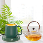 BESTINNKITS Smart Coffee Cup Warmer Set, Auto On/Off Gravity-Induction Mug Office Desk Use, Candle Wax Cup Warmer Heating Plate (Up to 131F/55C), Green Mug Warmer Set