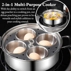 Egg Poacher Pan, Poached Egg Pan Stainless Steel Egg Pan with 4 Cups Egg Cooker Poached Egg Maker for Kitchen (without coating)