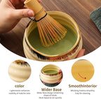 XiaoQuilismic-Matcha Whisk Set: Bamboo blender, matcha bowl, cute stand, ritual tool, Sieve - Family travel with golden texture details, 7-piece set, suitable bowl (yellow)